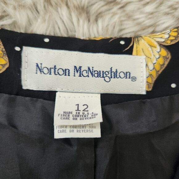 Norton McNaughton Vintage Butterfly Print Suit Vest Black and Yellow Size 12 - Picture 5 of 10